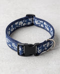 Blue Necklace with White Flowers