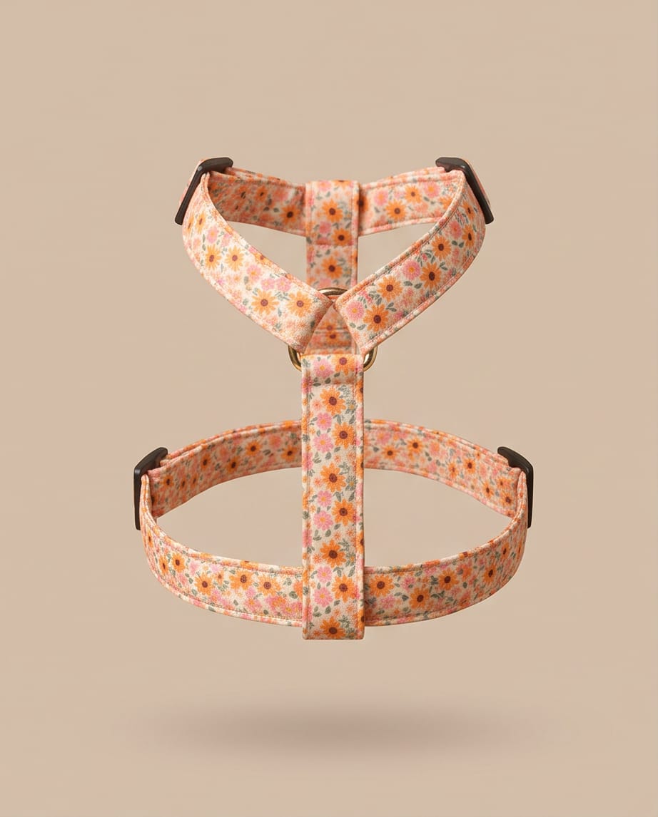 Orange Floral Harness