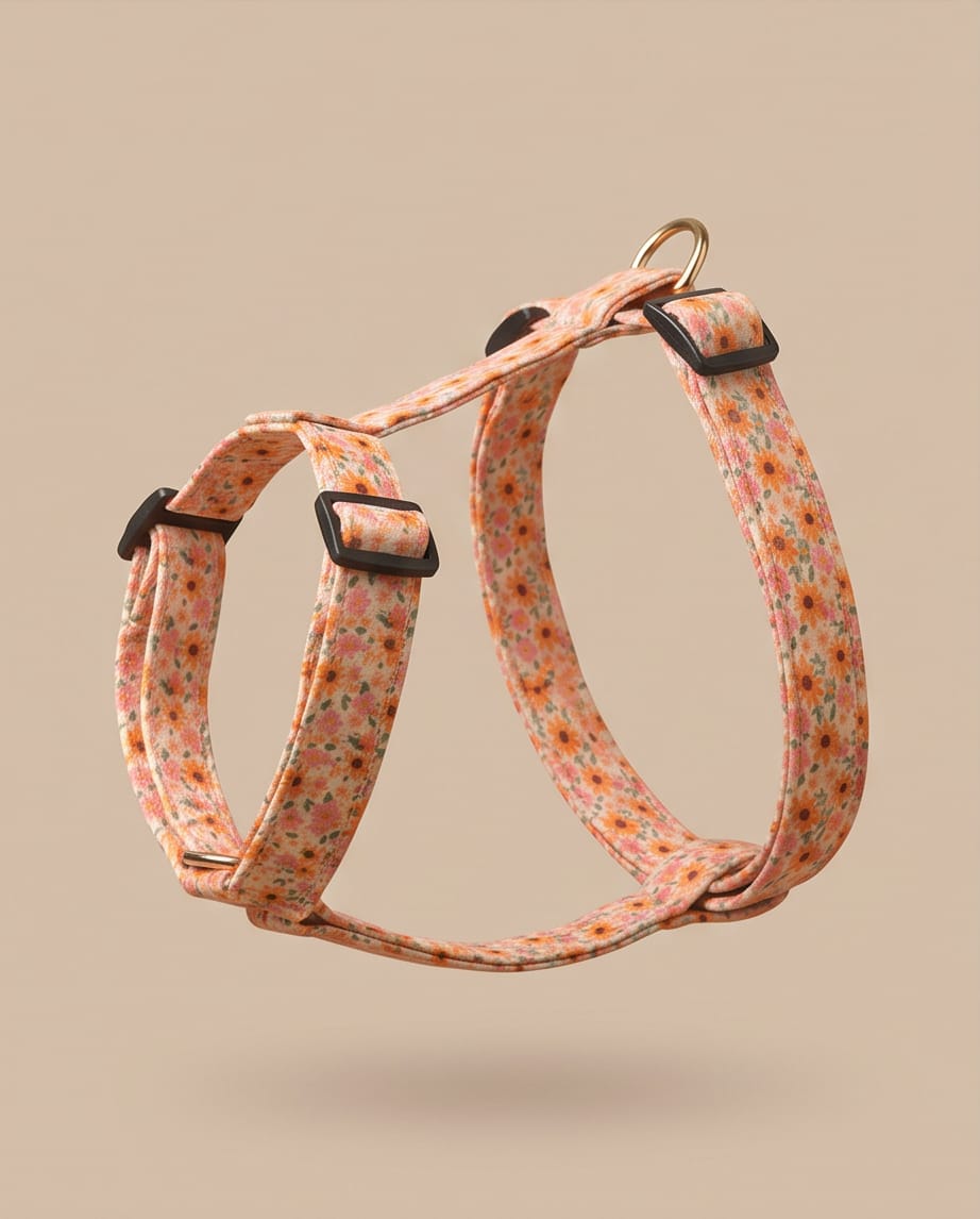 Orange Floral Harness