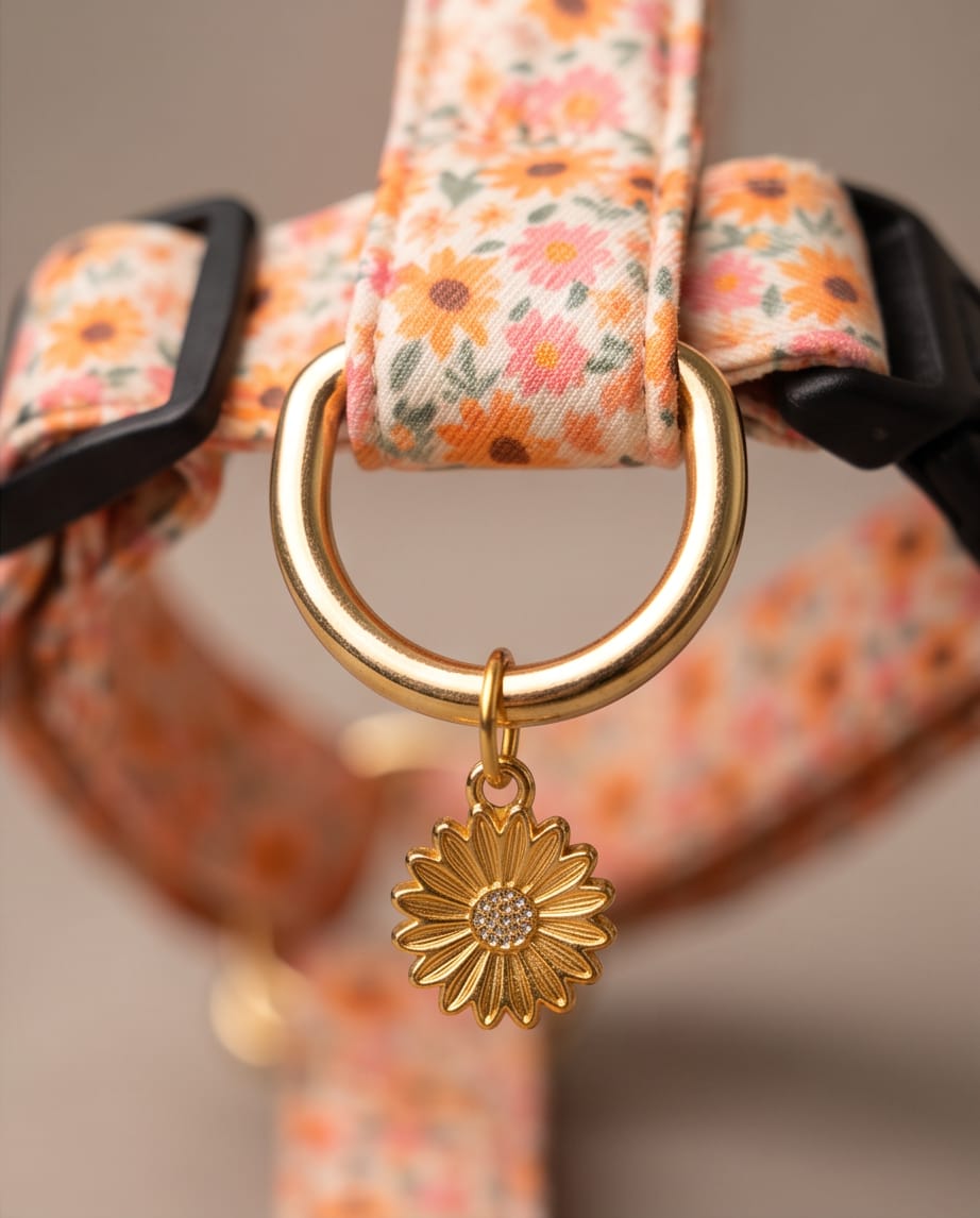 Orange Floral Harness