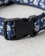 Blue Necklace with White Flowers