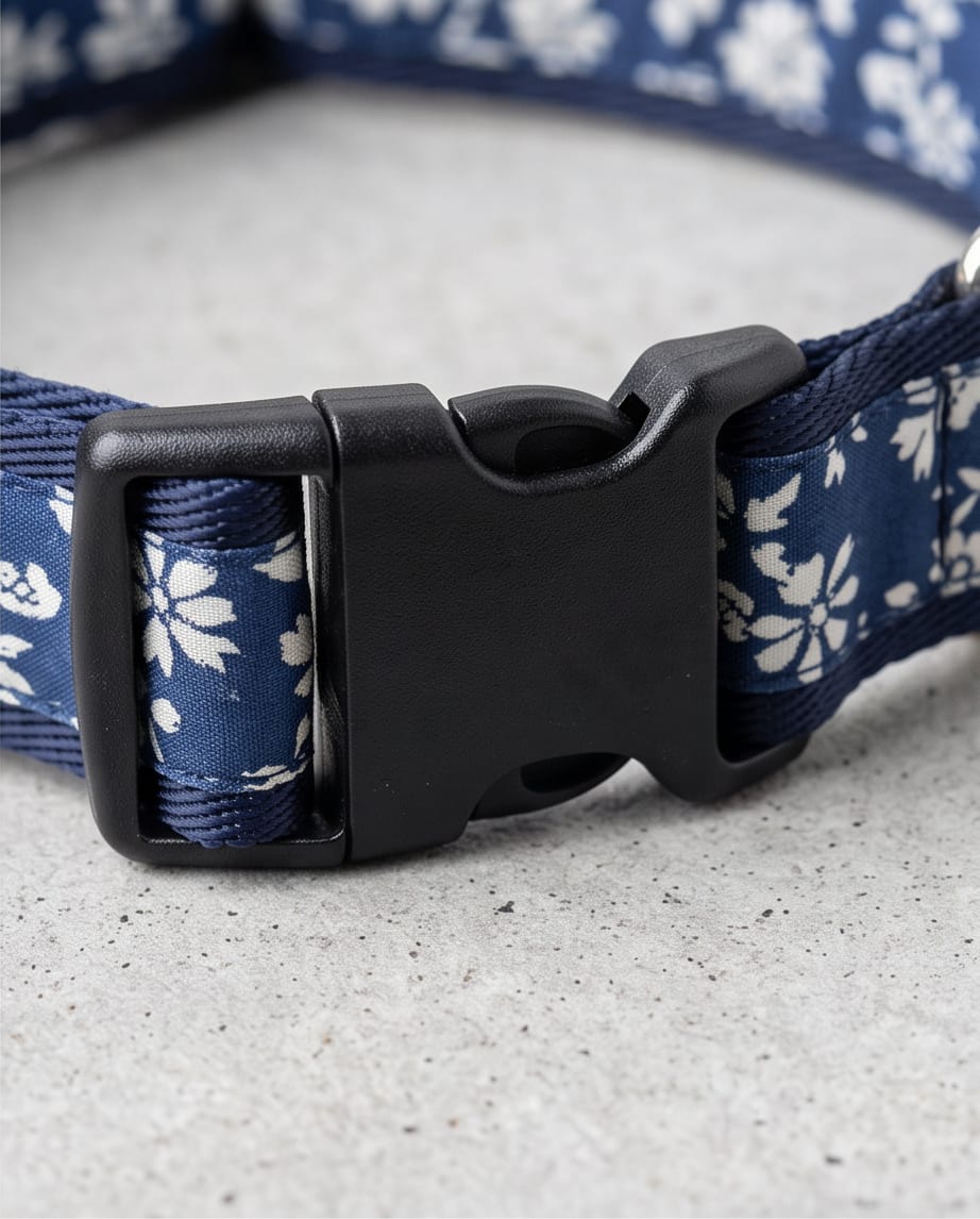 Blue Necklace with White Flowers